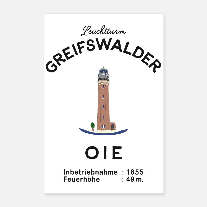 Leuchtturm Insel Greifswalder Oie, Ostsee Poster 40x60 cm