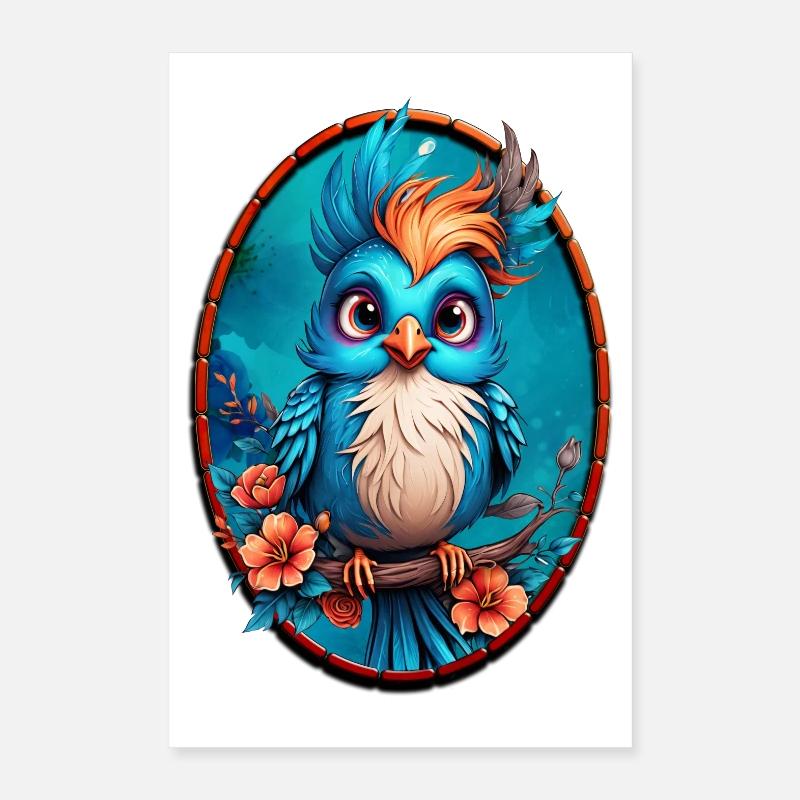 Leuchtend blauer Vogel Poster 40x60 cm