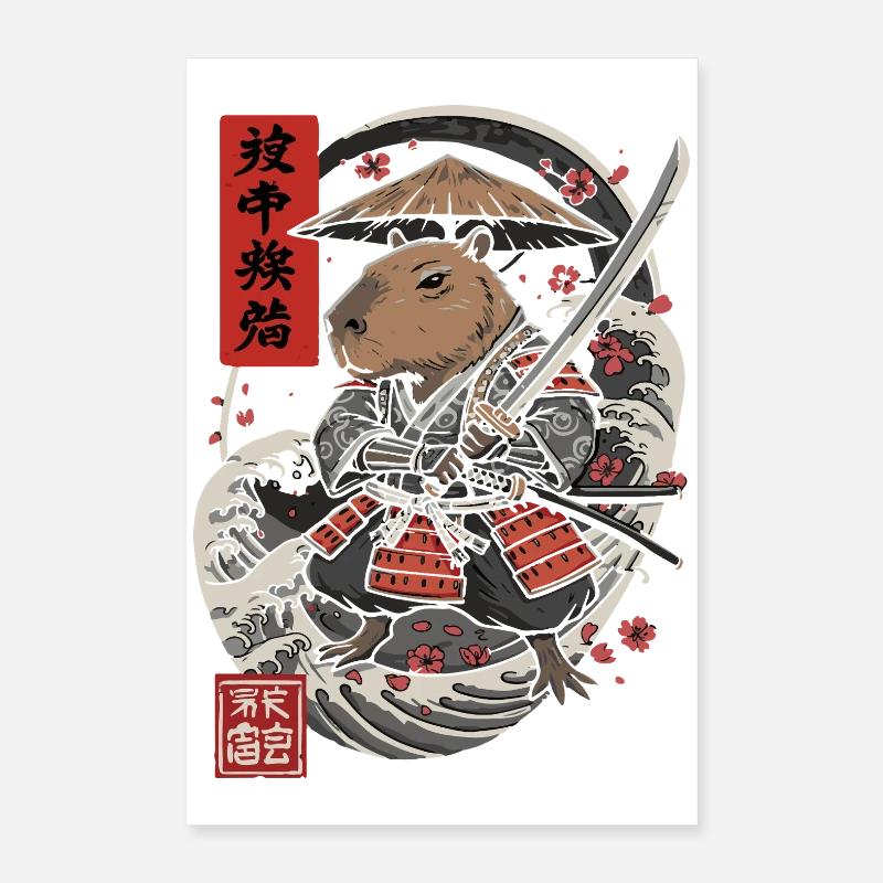 Samurai Capybara Kampf Illustration Poster 40x60 cm
