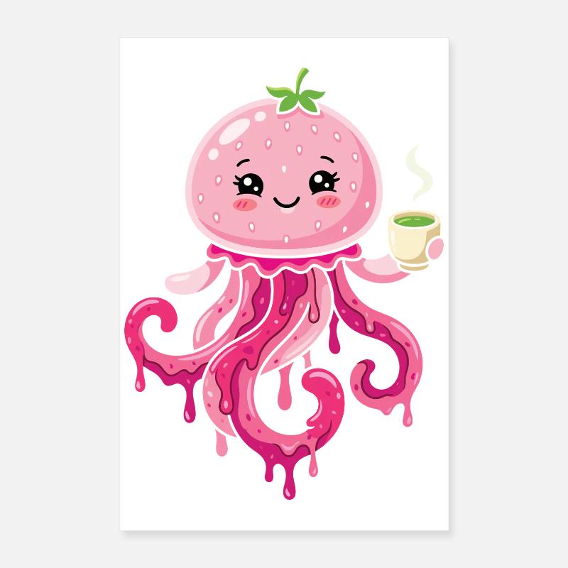 Méduse matcha de Kawaii mignonne Poster 40 x 60 cm