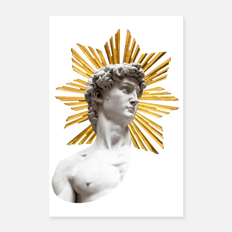 | David with Halo Michelangelo Poster 16" x 24" (40x60 cm)