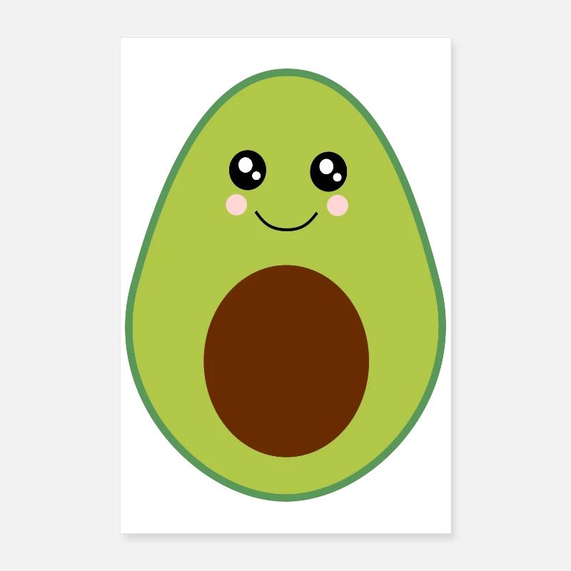 Kawaii, Früchte, Gemüse, vegan, Avocado Poster 40x60 cm
