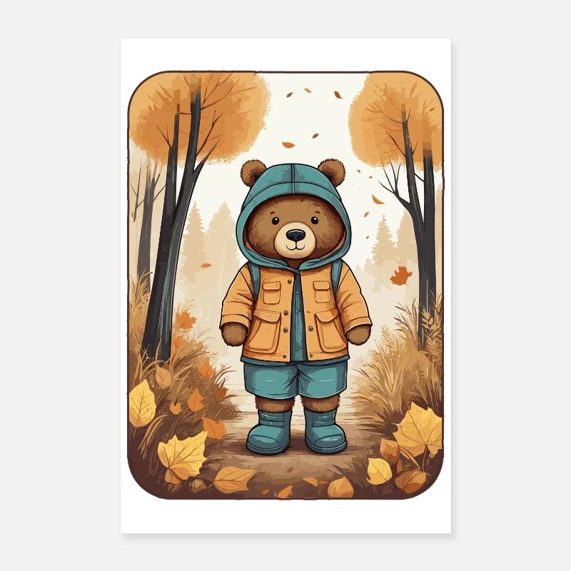 Ours mignon avec imperméable Poster 40 x 60 cm