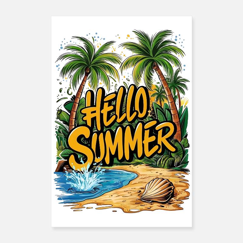 Scena estiva della spiaggia tropicale Poster 40x60 cm