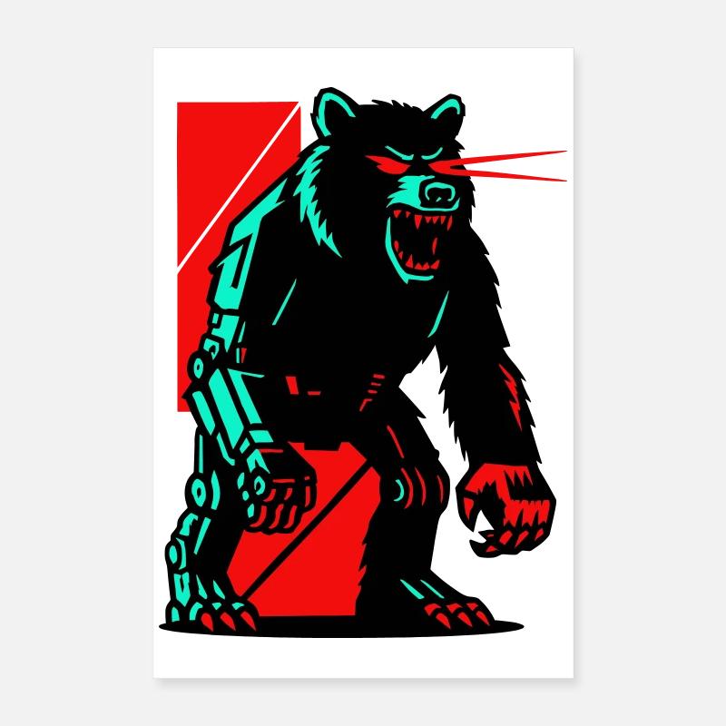 Mecha Techno Bär Poster 40x60 cm