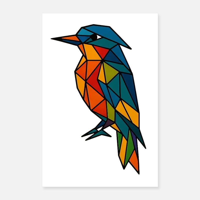 Oiseau géométrique abstrait Poster 40 x 60 cm