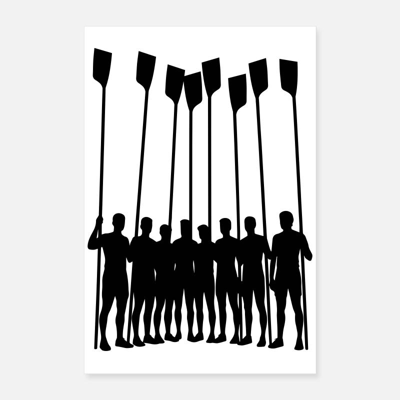 Rowing Team Silhouette – Eight with Straps | Row Poster 16" x 24" (40x60 cm)