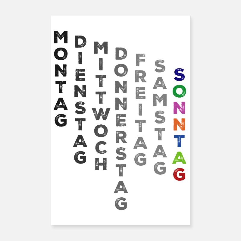 Die Woche Sonntag - bunt Poster 40x60 cm