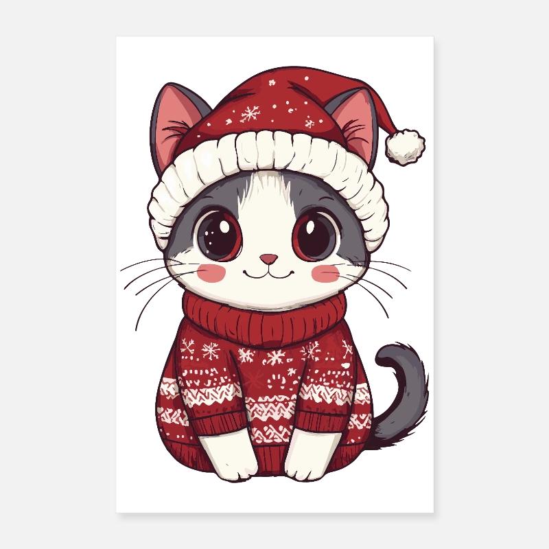 Katze Weihnachten Poster 40x60 cm