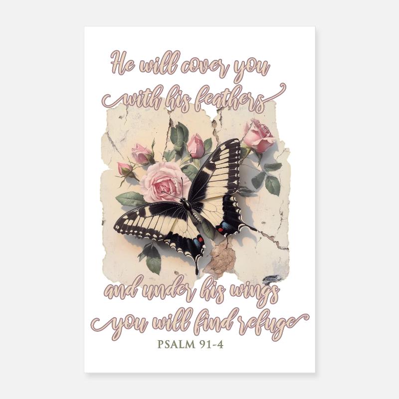 Bible Verse Butterfly Christian Poster 16" x 24" (40x60 cm)