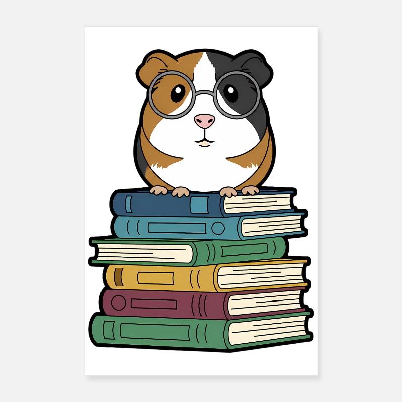 Meerschweinchen Bücher Nerd Poster 40x60 cm