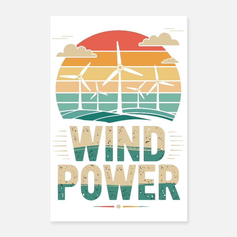 Wind Power Renewable Energy Wind Turbines Poster 16" x 24" (40x60 cm)