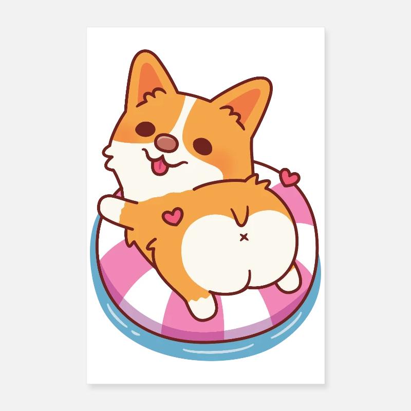 Süßer Corgi entspannt im Pool-Float-Sommer Poster 40x60 cm