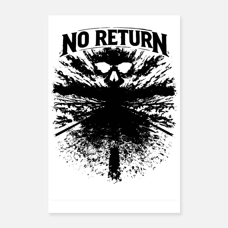 Skull Road Biker Shirt – No Return Motorcycle Vint Poster 16" x 24" (40x60 cm)