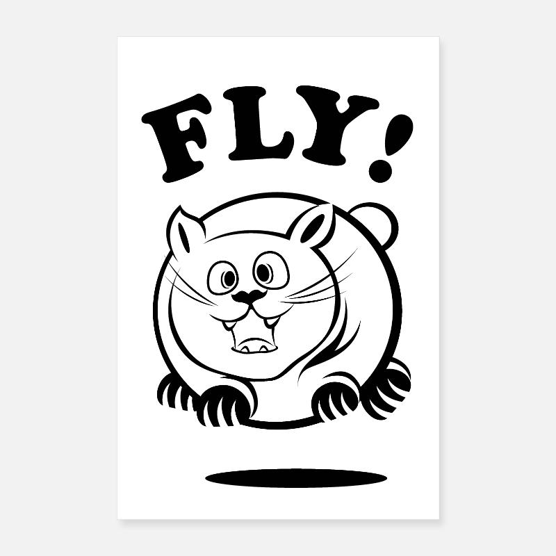 fly flying fat cat cat funny comic animals Poster 16" x 24" (40x60 cm)