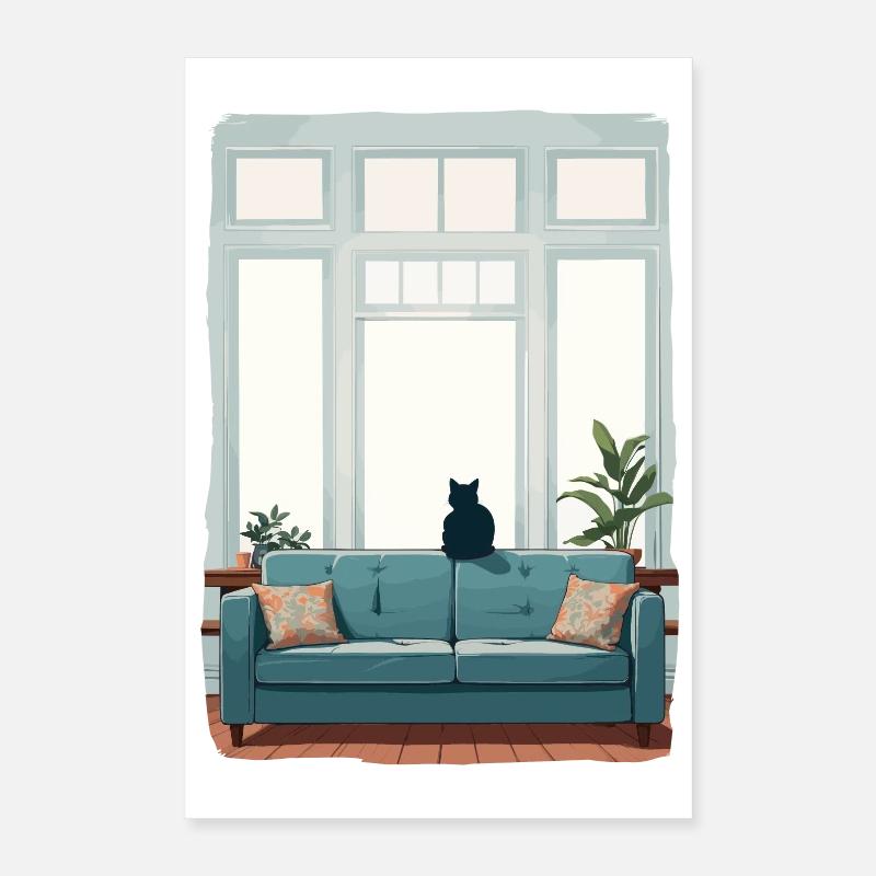 Cat alone at home Poster 16" x 24" (40x60 cm)