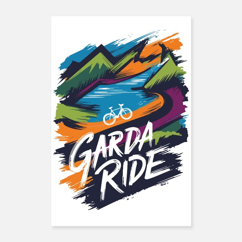 Conception de balade à vélo en montagne et au lac de Garde Poster 40 x 60 cm