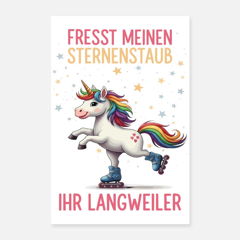 Rollschuh Einhorn Poster 40x60 cm