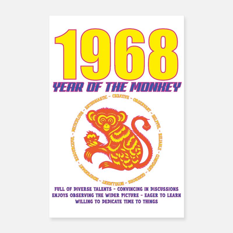 1968_MONKEY_fluor Poster 40 x 60 cm