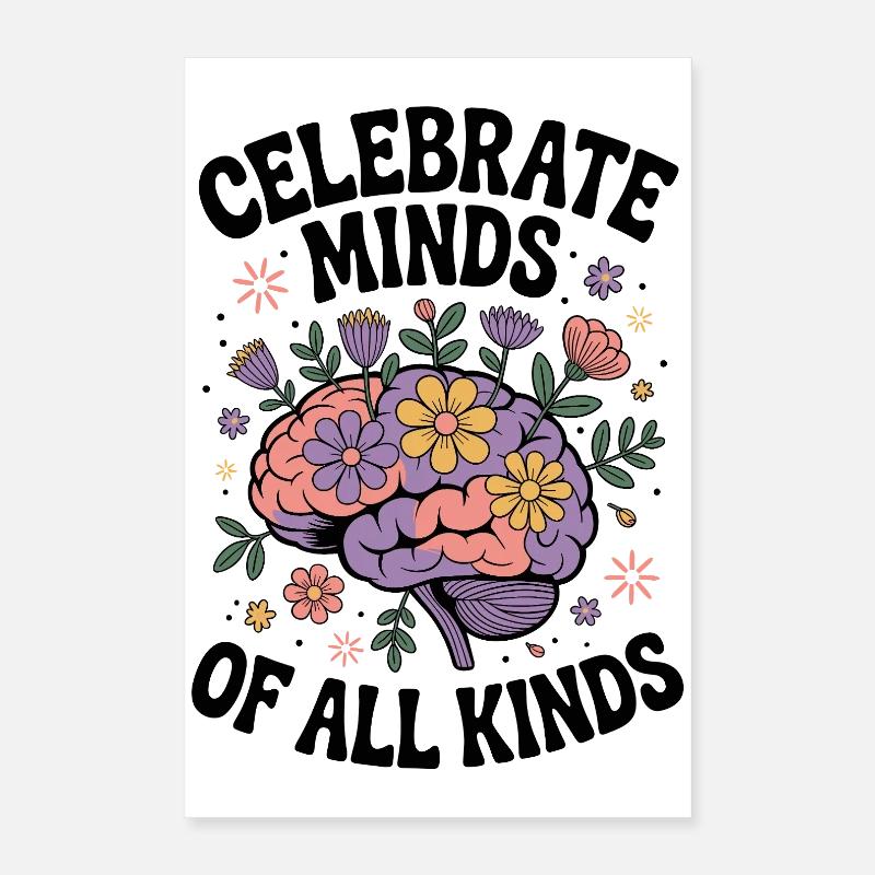 Neurodivergent Brain – ADHD & Autism Flowers Poster 16" x 24" (40x60 cm)