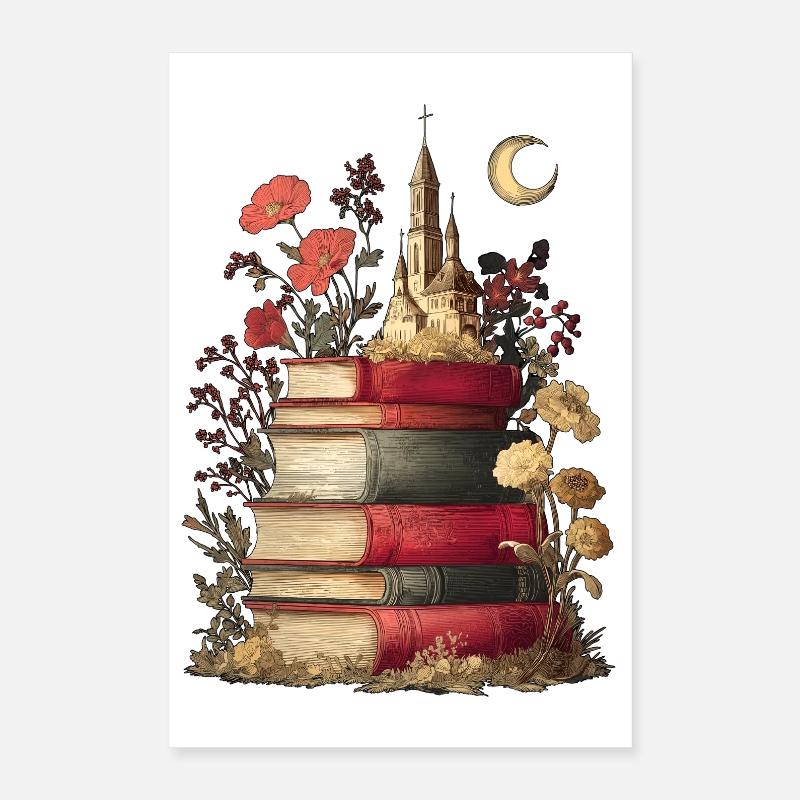 Bücher Bücherstapel Poster 40x60 cm