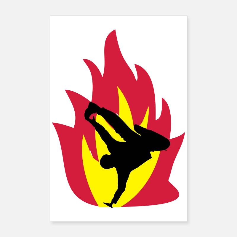 Breakdancer in the fire Poster 16" x 24" (40x60 cm)