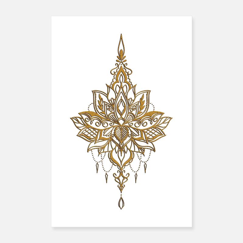 Noble fleur de lotus doré Poster 40 x 60 cm