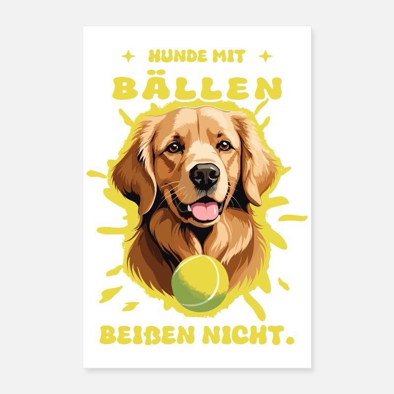 Dogs with balls do not bite ! Poster 16" x 24" (40x60 cm)