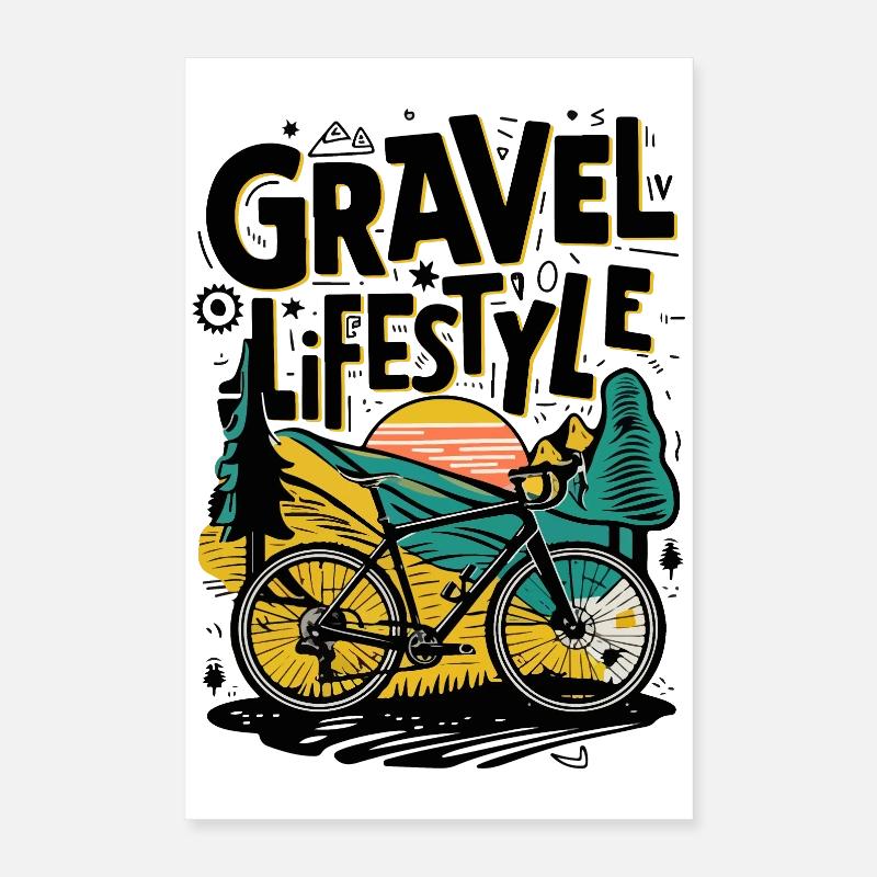 Illustration de cyclisme de style de vie de gravier Poster 40 x 60 cm
