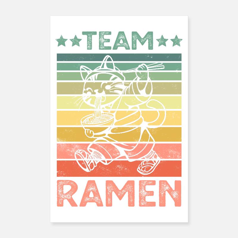 Le chat mange des nouilles ramen Poster 40 x 60 cm