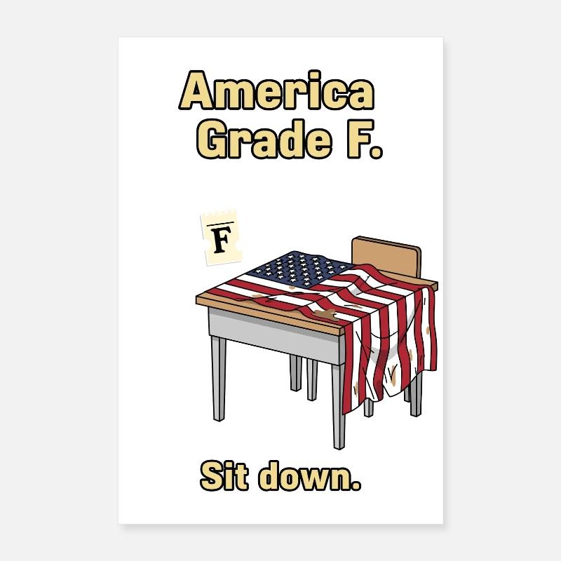 Illustration de l’Amérique critique avec drapeau Poster 40 x 60 cm