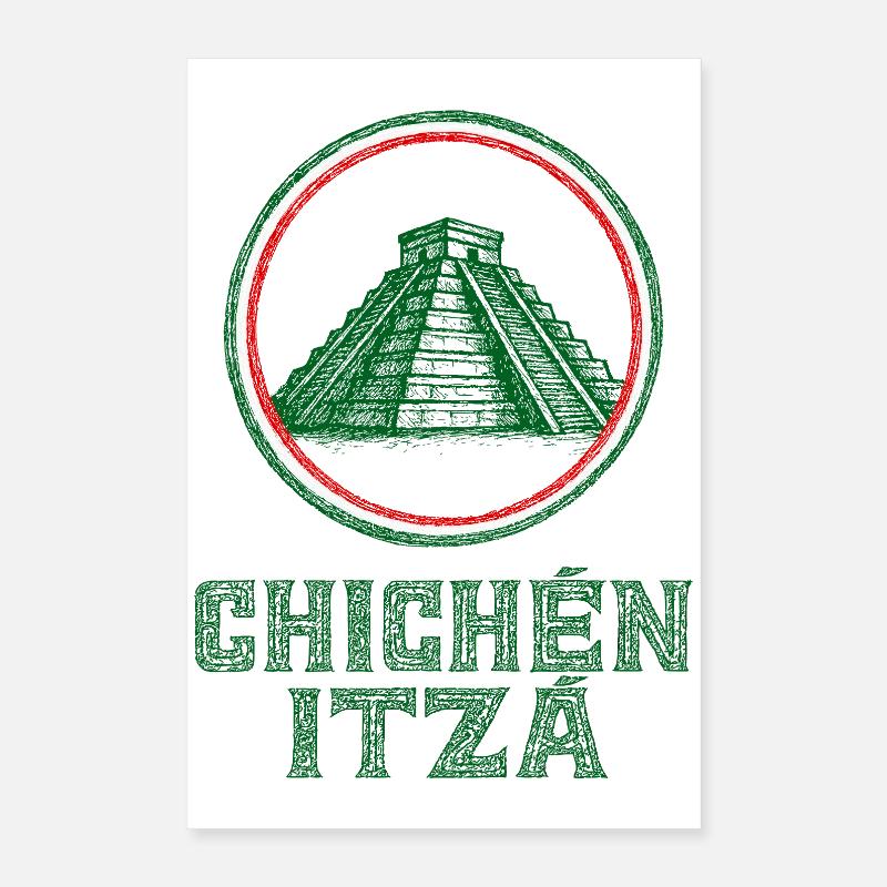 Drapeau du temple de Chichen Itza Mexique Poster 40 x 60 cm