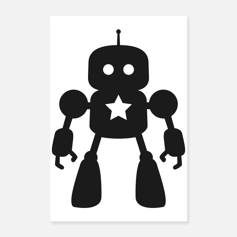 Roboter mit Stern KI Sci-Fi Nerd Poster 40x60 cm