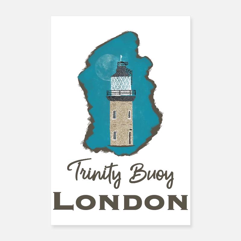 London, Leuchtturm Trinity Buoy, Pixel- Art Poster 40x60 cm