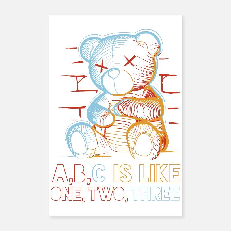 Loving Bear with Alphabet Drawing Poster 16" x 24" (40x60 cm)