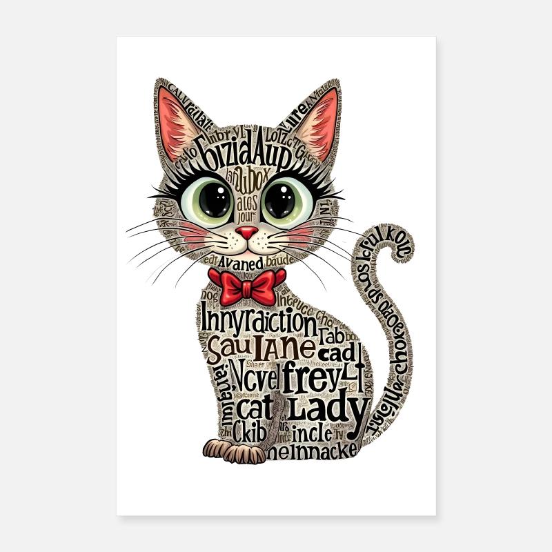 CAT LADY, TEXT ART, TYPOGRAPHY Poster 16" x 24" (40x60 cm)