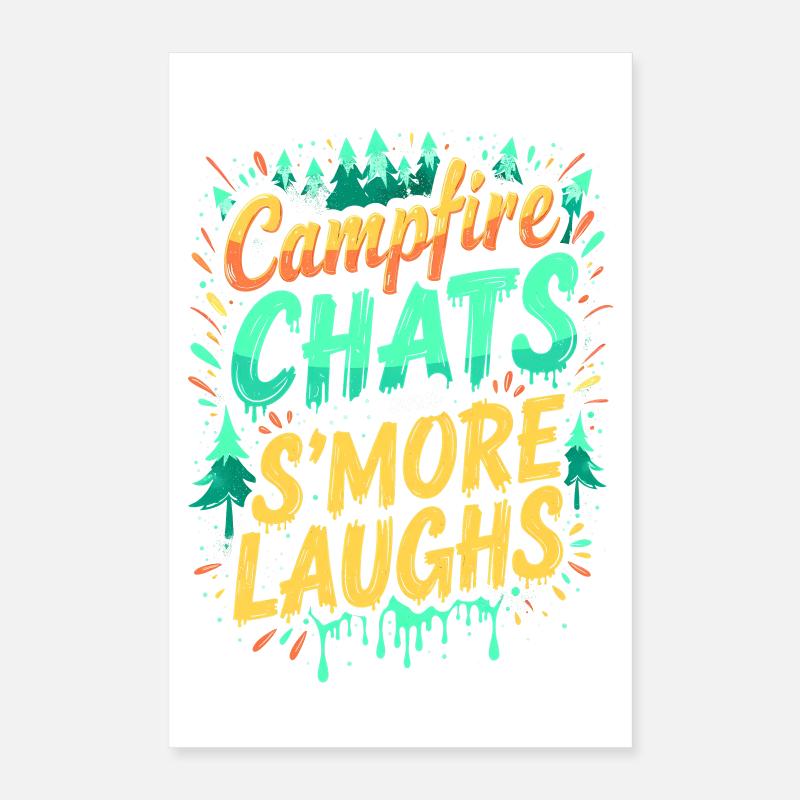 DISCUSSIONS AUTOUR D’UN FEU DE CAMP ET RIRES S’MORE Poster 40 x 60 cm