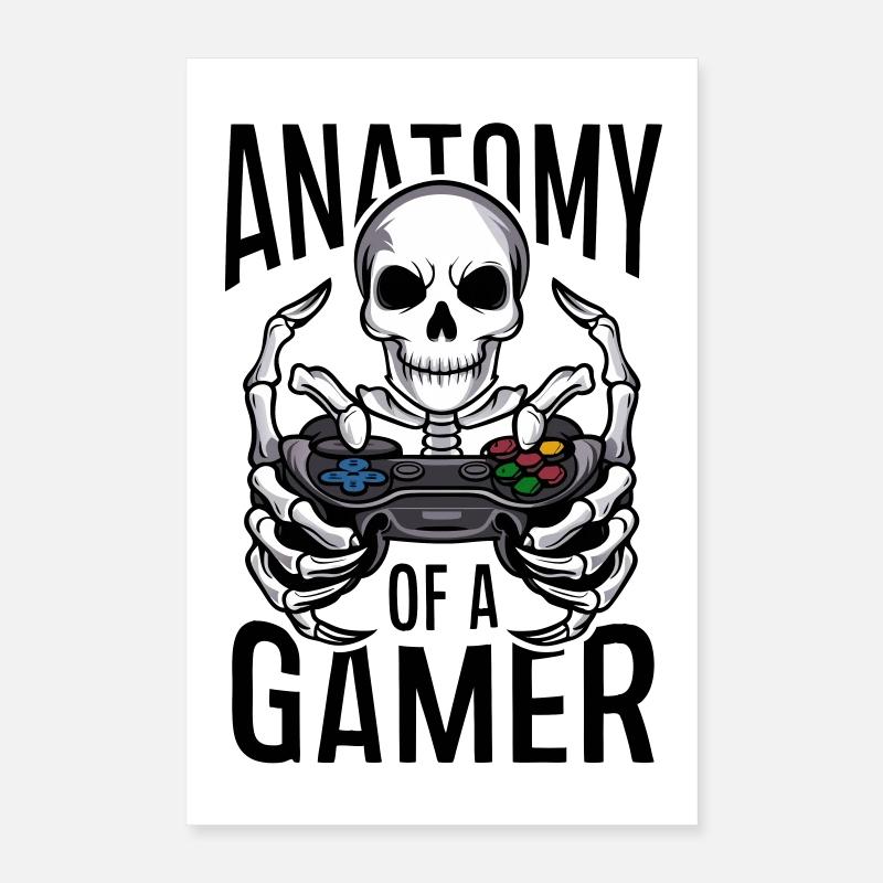 Gamer Skeleton with Game Controller Poster 16" x 24" (40x60 cm)