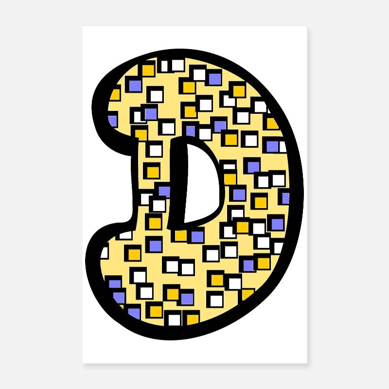 Buchstabe D mit Charakter Poster 40x60 cm