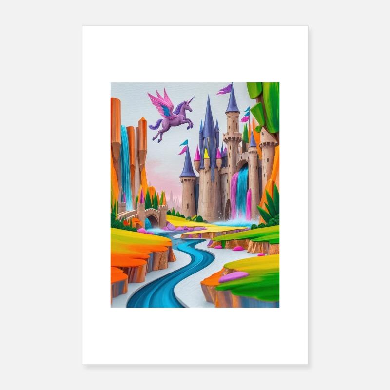 Enchanted Castle Multicolored Fantasy Poster 16" x 24" (40x60 cm)