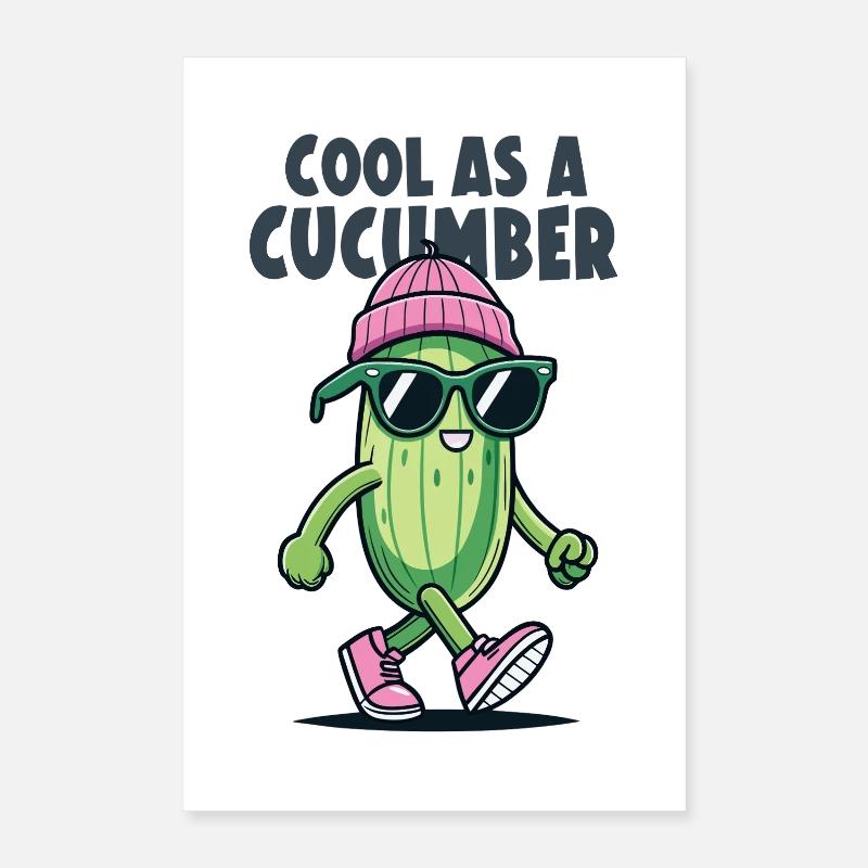 Cool comme un dessin animé de concombre Poster 40 x 60 cm