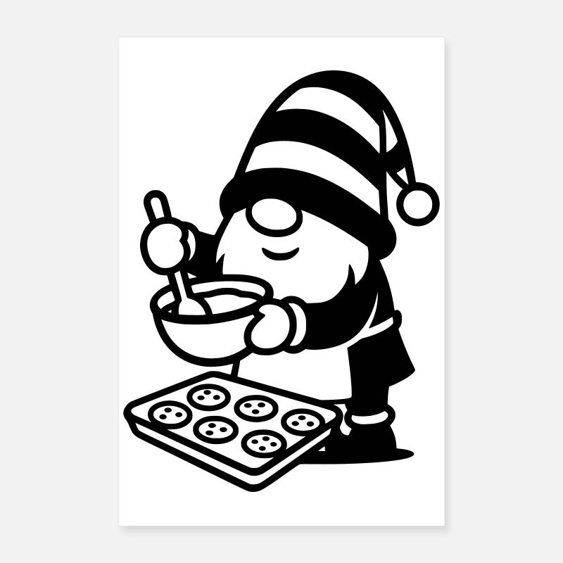 Gnome Gnome Baking Cookies Cookies Poster 16" x 24" (40x60 cm)