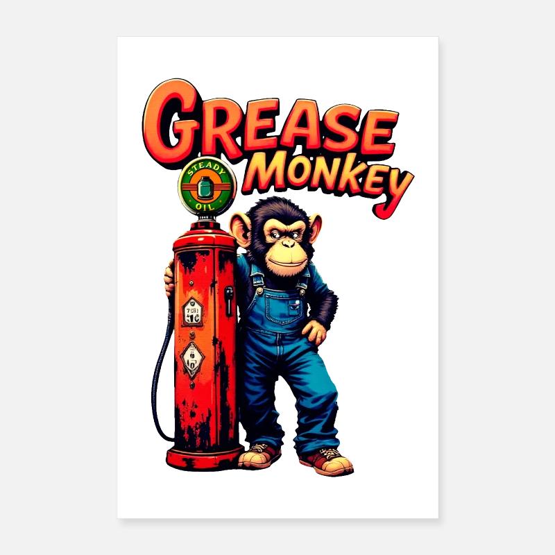 GreaseMonkey Retro-Pumpendesign Poster 40x60 cm