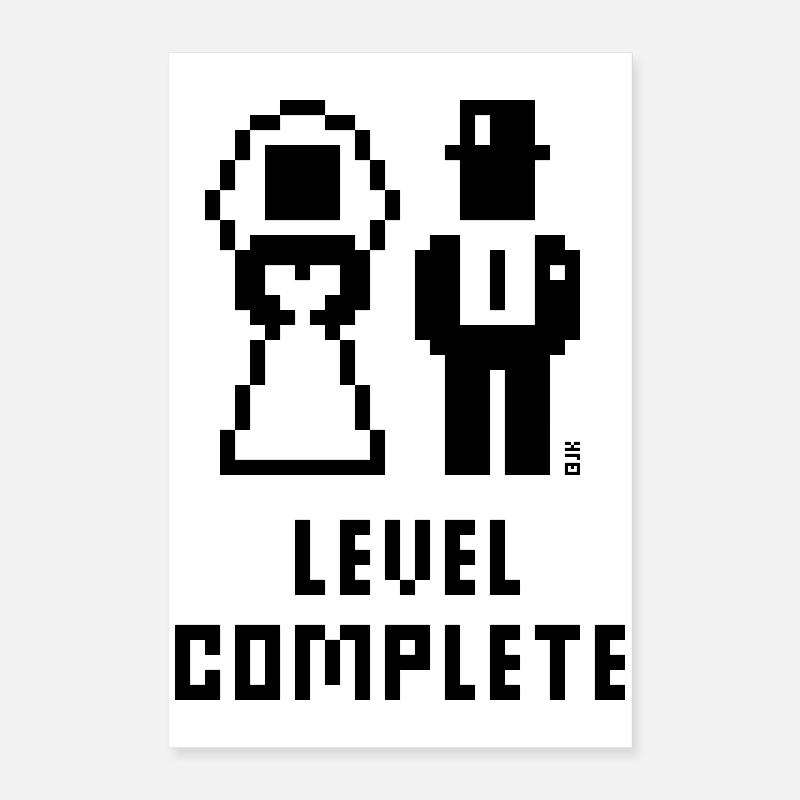 Level Complete (Hochzeit / JGA / Pixel / Bold / B) Poster 40x60 cm