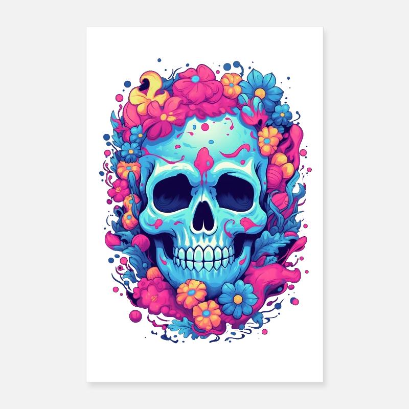 Schädel Tod Totenkopf Farbig Bunt Poster 40x60 cm