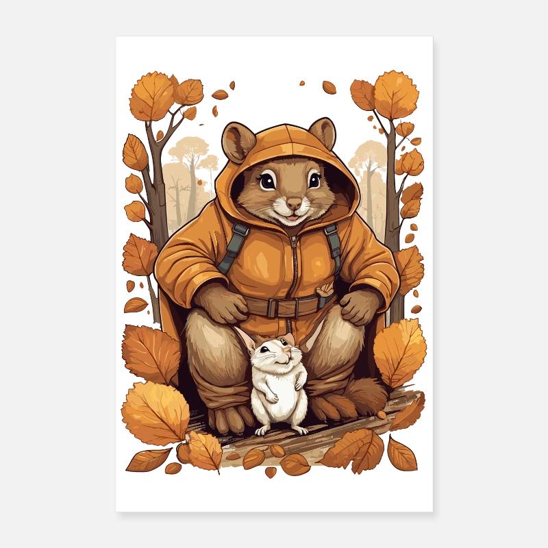 Écureuil mignon avec souris Poster 40 x 60 cm