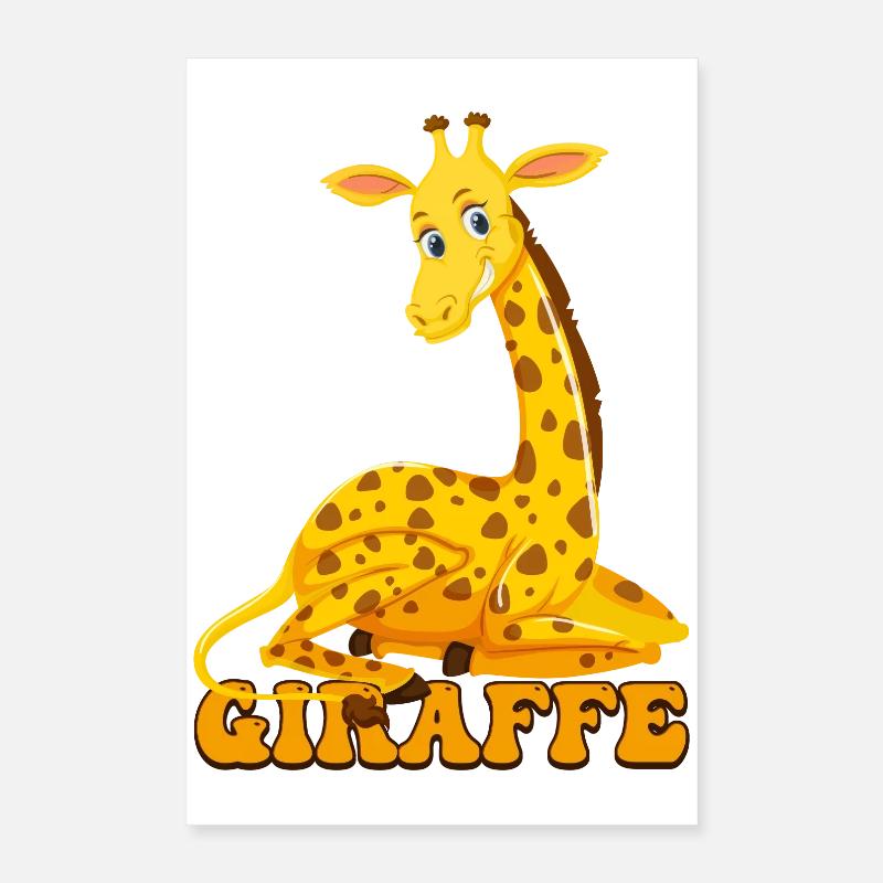 Girafe dessin animé Cheer Poster 40 x 60 cm