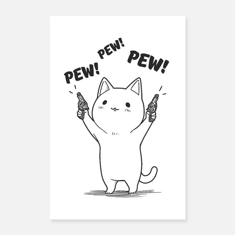 Chaton avec Pew Pew Poster 40 x 60 cm