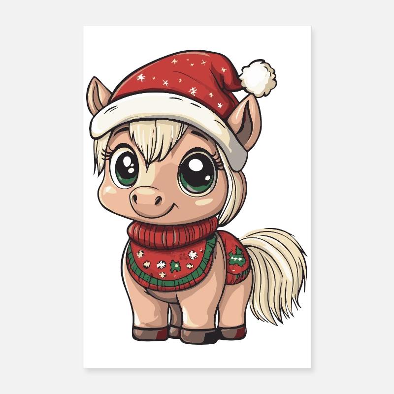 Cheval Noël Poster 40 x 60 cm
