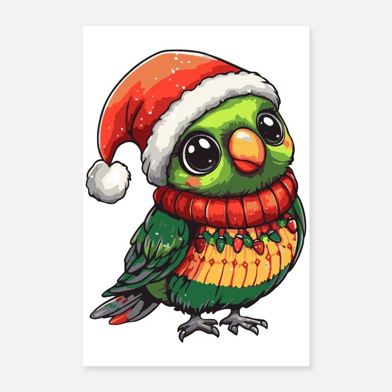 Perroquet Noël Poster 40 x 60 cm